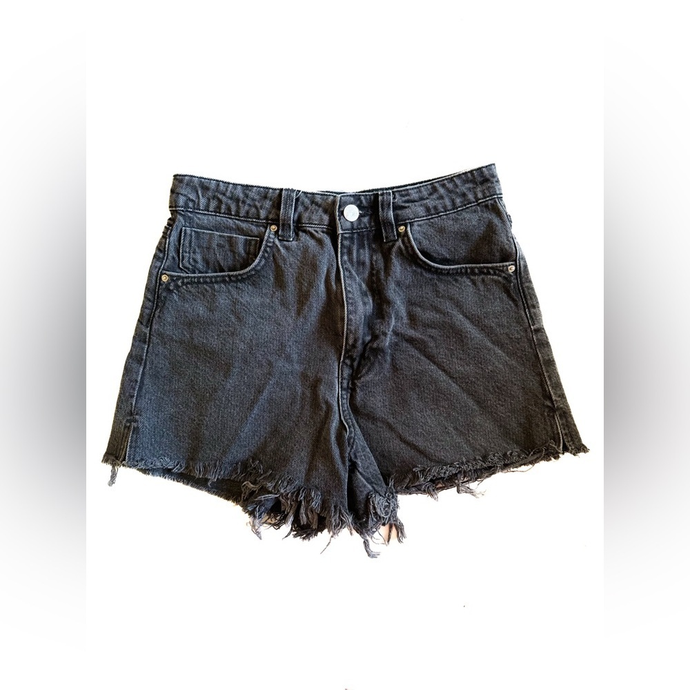 Zara Black Jean Shorts High-Waisted Distressed
